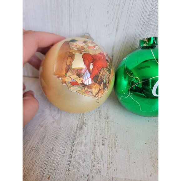 Vintage AS IS glass ball coke cola polar bear ornament Xmas set unique - Picture 6 of 16